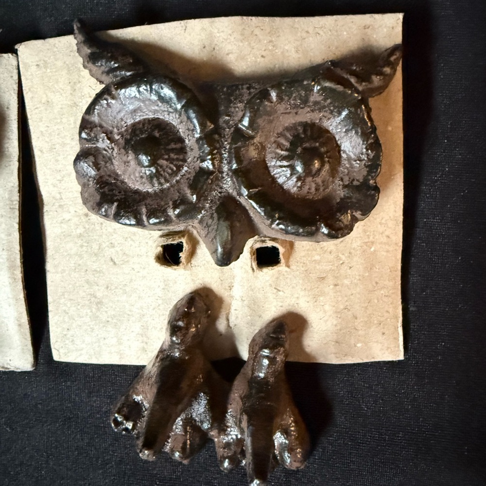 Vintage Cast Iron Owl Set